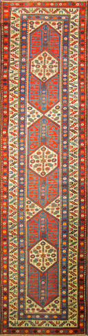 Antique Caucasian Kazak Kurdish Runner