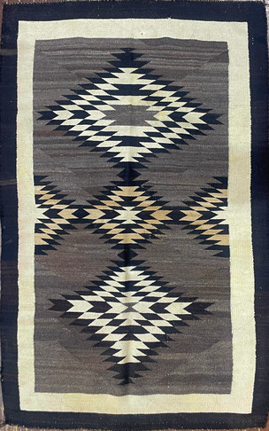 Navajo Crystal / Two Grey Hills Transitional Natural-Wool Rug
