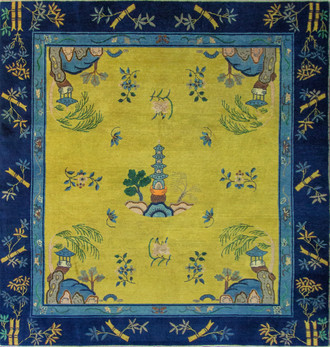 Antique Unusual Art Deco Chinese Carpet