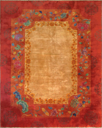 Antique Art Deco Chinese Carpet, Unusual