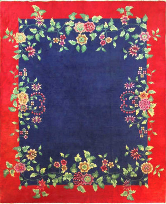 Antique Art Deco Chinese Carpet, Amazing Color,