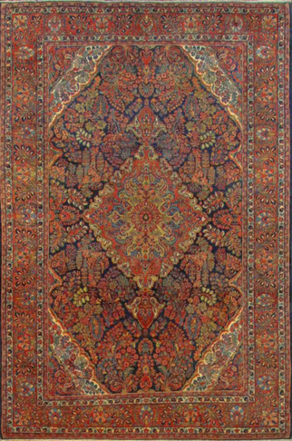  Antique Persian Mohajeran Sarouk Blue Carpet