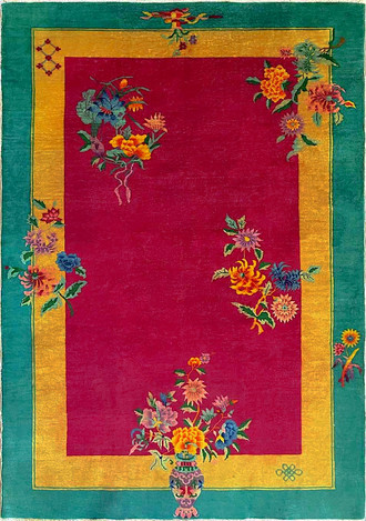 Antique Art Deco Chinese Carpet, Elegant