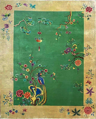 Antique Art Deco Chinese Carpet, The Bird Of Paradise