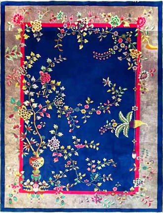  Antique Art Deco Chinese Carpet, Richness ,8'10" x 11'4" c-1920, #17399