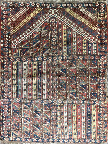 Rare Antique Yomud Turkoman Prayer Rug Western Turkestan image 1