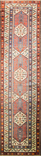 Antique Caucasian Kazak Kurdish Runner image 1
