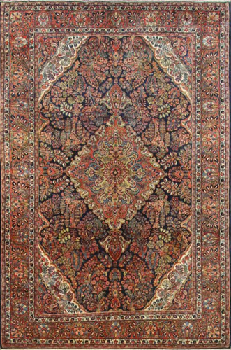 Antique Persian Mohajeran Sarouk Blue Carpet image 1